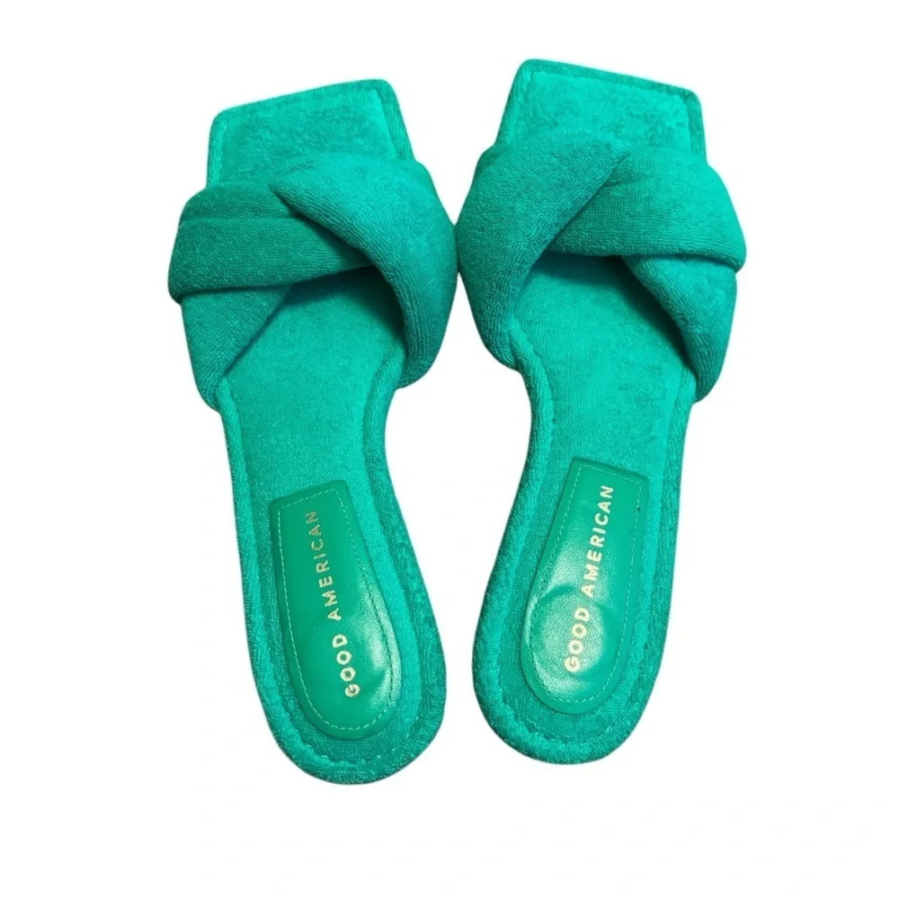 Good American Shoes Good American Terry Kickstand Mules Green- Size 8.5 - Picture 2 of 5